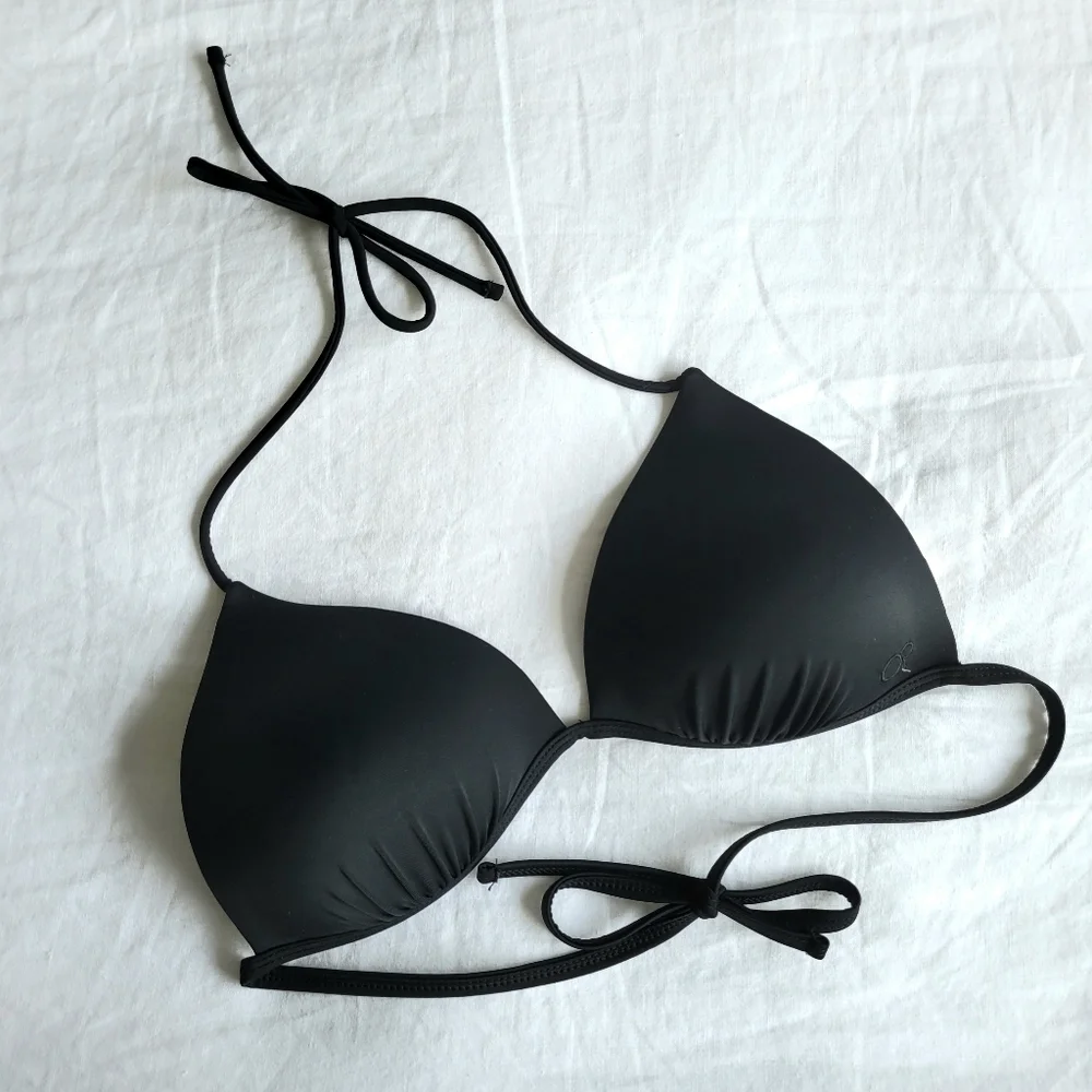 Push up OP Bikini Top Triangle Halter Black L - Picture 1 of 4